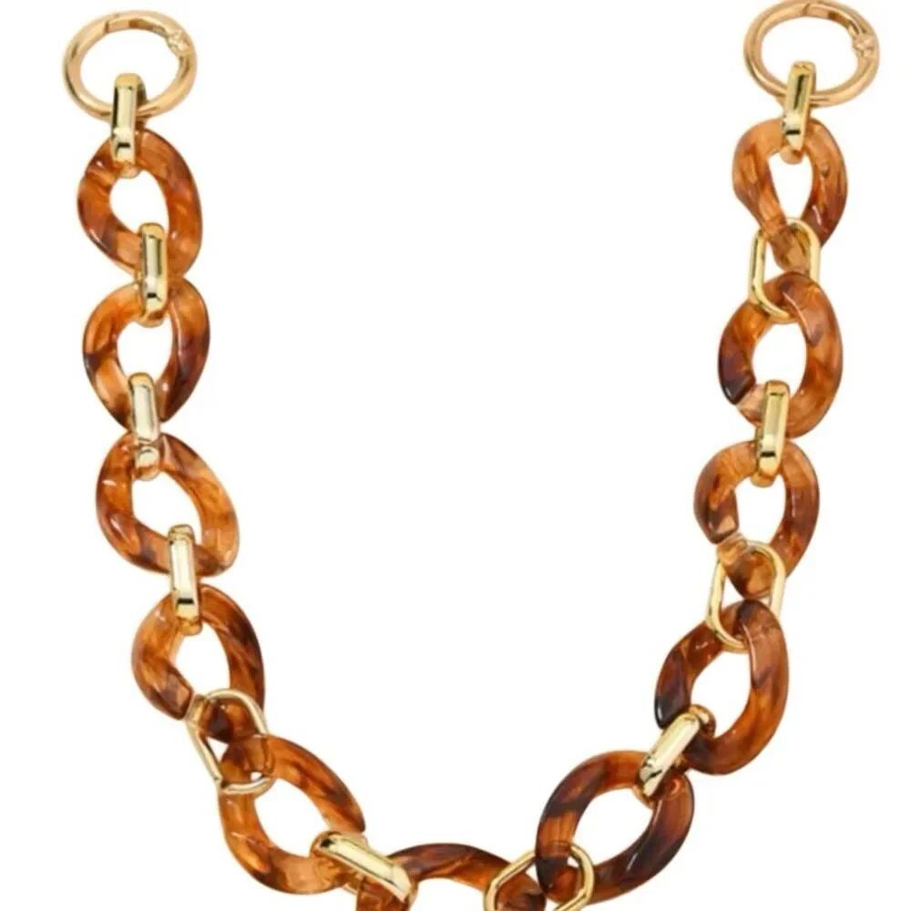 Viral trending gold Tortoise clip chunky Chain charm bag strap new 15.5” acrylic